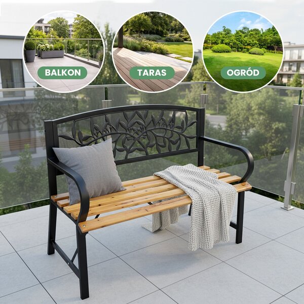 Ak furniture Záhradná lavička REO prírodné drevo/čierna