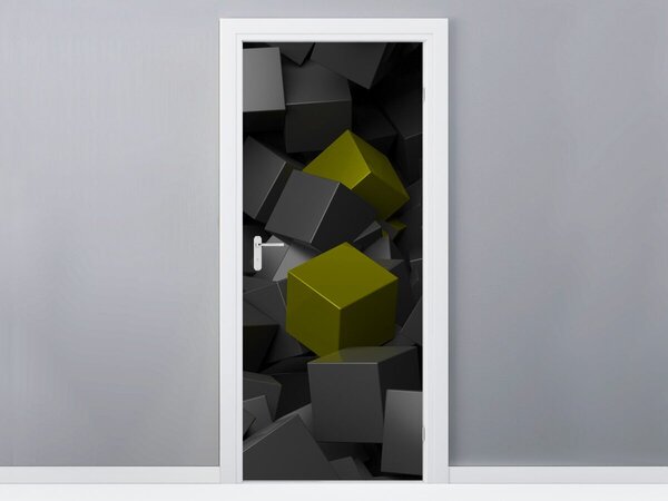 Fototapeta na dvere Čierno - zlaté kocky Materiál: Samolepiaca, Rozmery: 95 x 205 cm