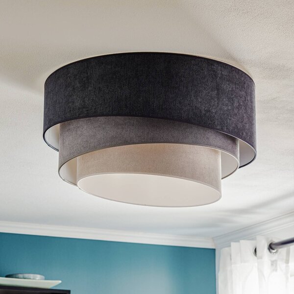 Stropné svietidlo Pastell Trio Ø 60 cm v 3 odtieňoch šedej, Hliník / sivá / zinok, Obývacia izba / jedáleň, Textil / látka / hodváb, Štýl mladých, Závesné svietidlo