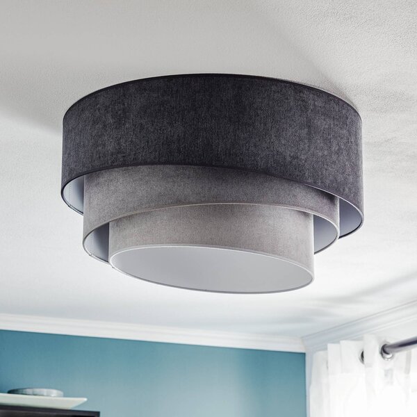 Stropné svietidlo Pastell Trio Ø 60 cm v 3 odtieňoch šedej, Hliník / sivá / zinok, Obývacia izba / jedáleň, Textil / látka / hodváb, Štýl mladých, Závesné svietidlo