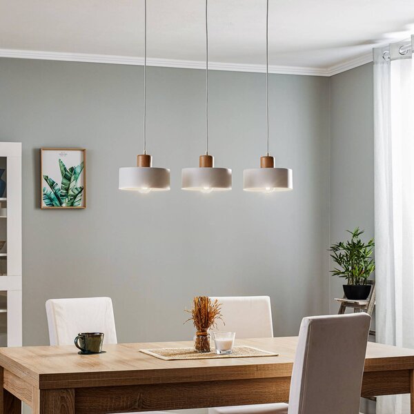 EMIBIG LIGHTING Závesné svietidlo Tako, 3-plameňové, biele, Biela / opálová, Obývacia izba / jedáleň, kov, Moderný, Závesné svietidlo