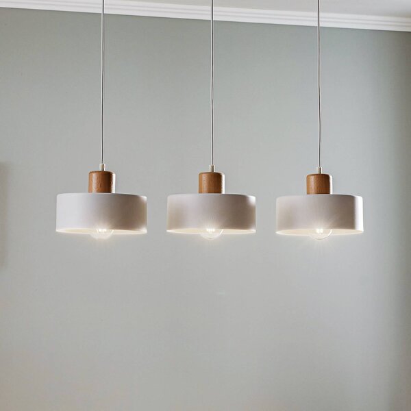 EMIBIG LIGHTING Závesné svietidlo Tako, 3-plameňové, biele, Biela / opálová, Obývacia izba / jedáleň, kov, Moderný, Závesné svietidlo