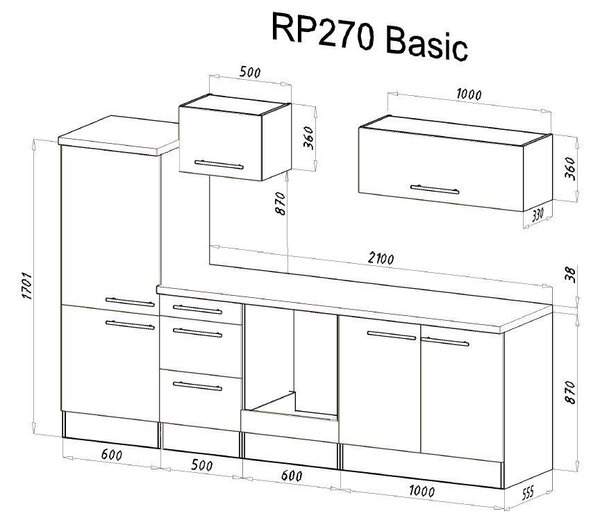 KUCHYNSKÝ BLOK 270 cm Respekta - Online Only kuchyne, Online Only