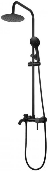 Erga Mutabi, sprchový set s batériou, hlavovou sprchou 20 × 20 cm a výtokom, čierna matná, ERG-YKA-BP.MUTABI-20-BLK