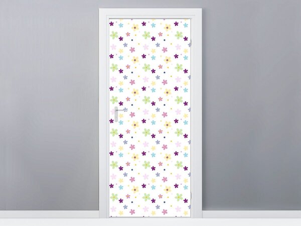 Fototapeta na dvere Malé farebené kvietočky Materiál: Samolepiaca, Rozmery: 95 x 205 cm