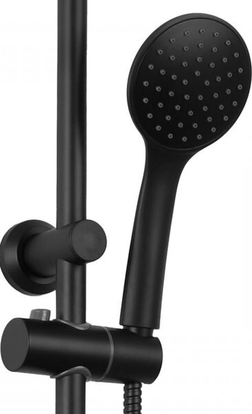 Erga Mutabi, sprchový set s batériou, hlavovou sprchou 20 × 20 cm a výtokom, čierna matná, ERG-YKA-BP.MUTABI-20-BLK