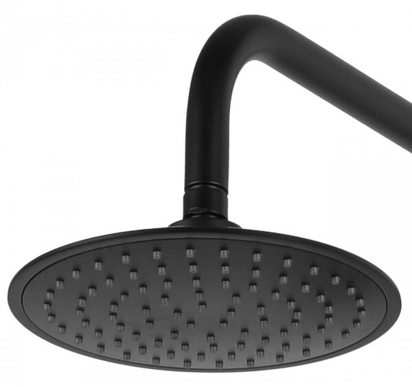 Erga Mutabi, sprchový set s batériou, hlavovou sprchou 20 × 20 cm a výtokom, čierna matná, ERG-YKA-BP.MUTABI-20-BLK