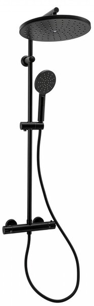 Erga Dubaj, sprchový set s termostatickou batériou a hlavovou sprchou 30 cm, čierna matná, ERG-YKA-BP.DUBAJ-THERM-30-BLK