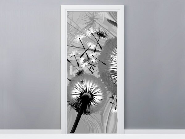 Gario Fototapeta na dvere Čiernobiele púpavy Veľkosť: 95 x 205 cm, Materiál: Samolepiaca