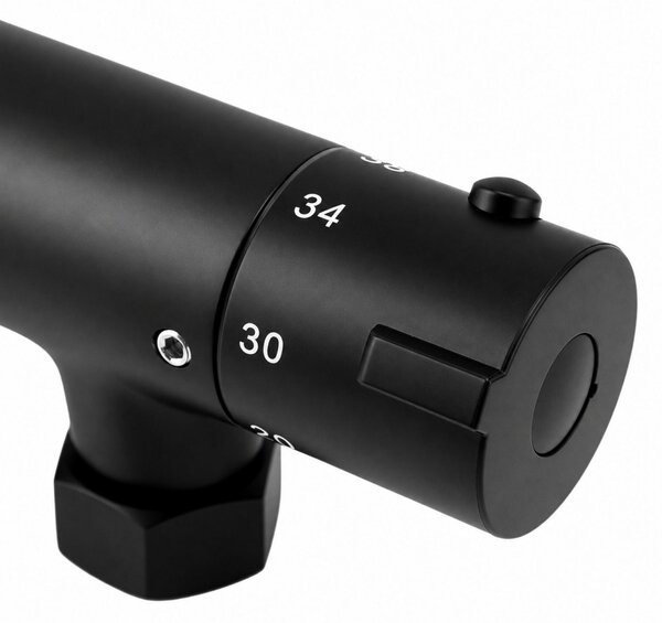 Erga Dubaj, sprchový set s termostatickou batériou a hlavovou sprchou 30 cm, čierna matná, ERG-YKA-BP.DUBAJ-THERM-30-BLK
