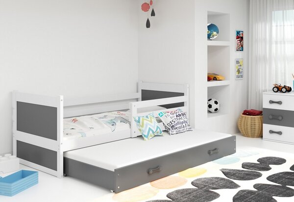 Detská posteľ RICO 2 + matrac + rošt ZADARMO, 80x190 cm, bialy, grafit
