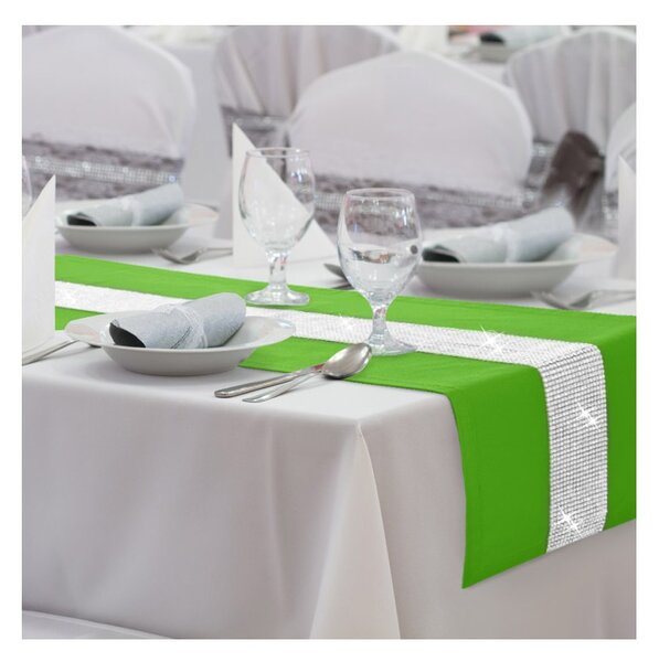 Behúň na stôl Glamour so zirkónmi zelený