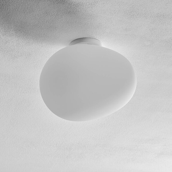 Foscarini Gregg media Stropné svietidlo zo skla, 27 cm, Biela / opálová, Obývacia izba / jedáleň, Sklo, Dizajn, Guľa