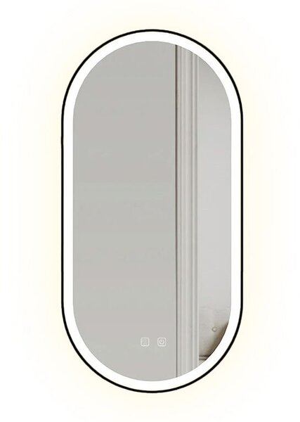 Tutumi Rea Oval, LED kúpeľňové zrkadlo 50x100cm LED OVL, čierny rám, HOM-02505
