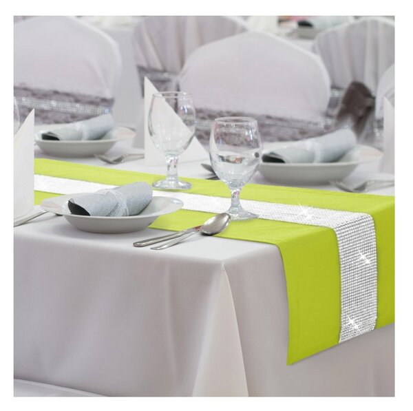 Behúň na stôl Glamour so zirkónmi limetkovo zelený
