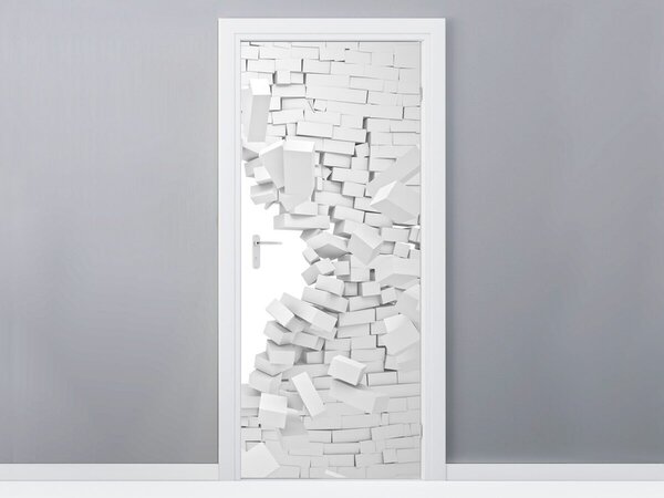 Gario Fototapeta na dvere Zničená stena z tehiel Veľkosť: 95 x 205 cm, Materiál: Samolepiaca