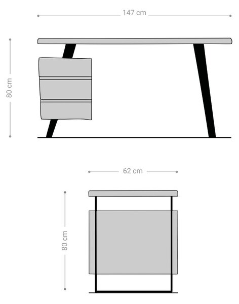 DELIFE Písací stôl Live-Edge 150x60 cm akácia prírodná 3 zásuvky