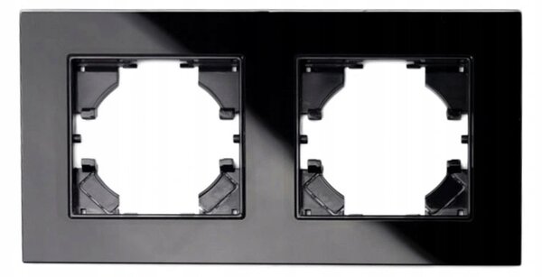 BERGE Dvojitý sklenený rámček pre zásuvku - čierny