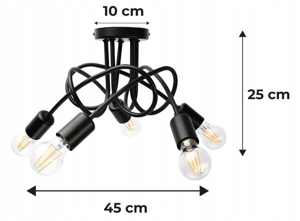 BERGE LOFT 5x E27 zavinovacia závesná lampa