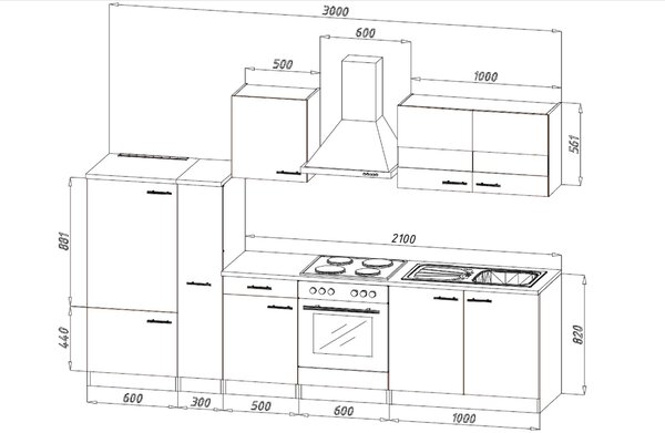 KUCHYNSKÝ BLOK BEZ SPOTREBIČO 300 cm Respekta - Online Only kuchyne, Online Only
