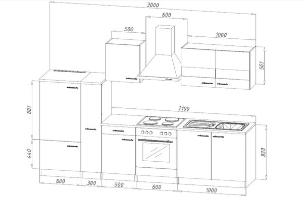 KUCHYNSKÝ BLOK BEZ SPOTREBIČO 300 cm Respekta - Online Only kuchyne, Online Only