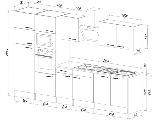 KUCHYNSKÝ BLOK BEZ SPOTREBIČO 330 cm Respekta - Online Only kuchyne, Online Only