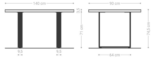 DELIFE Jedálenský stôl Edge 140x90 akácia prírodná nerezová oceľ úzky Live-Edge