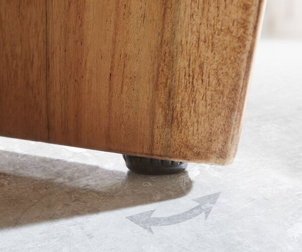 DELIFE TV stolík Live-Edge 230 cm akácia prírodná masívny 4 zásuvky