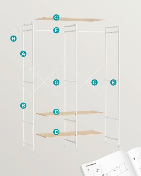 OTVORENÁ ŠATNÍKOVÁ SKRIŇA, 94,5/180/40 cm - Skrine, Online Only