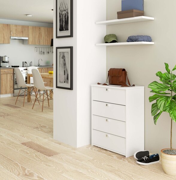 Ak furniture Skriňa na topánky Marienne 60 cm - 4 dvierka biely
