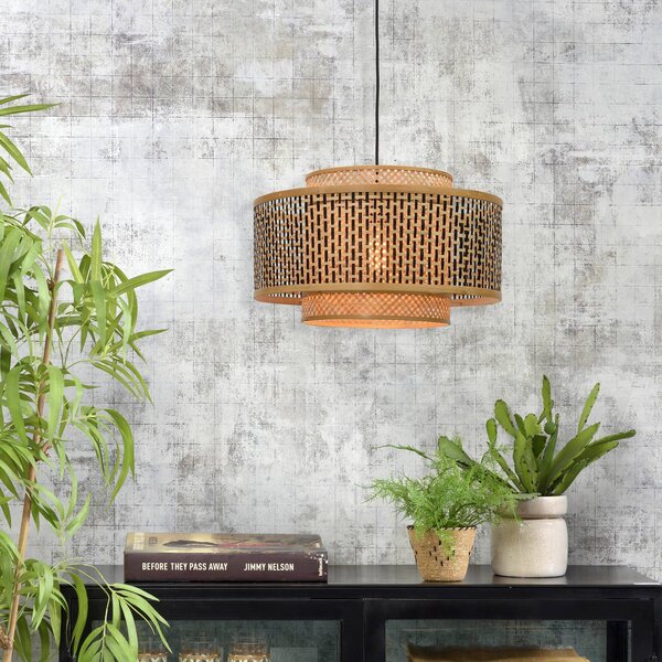 GOOD & MOJO Bhutan závesná lampa z bambusu Ø 50 cm, Svetlé drevo, Obývacia izba / jedáleň, Bambus, Dizajn, Závesné svietidlo