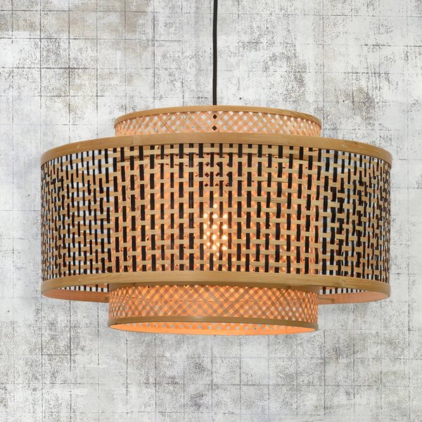GOOD & MOJO Bhutan závesná lampa z bambusu Ø 50 cm, Svetlé drevo, Obývacia izba / jedáleň, Bambus, Dizajn, Závesné svietidlo