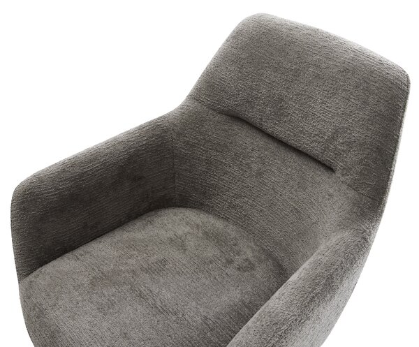 DELIFE Jedálenská stolička Pejo-Flex bouclé mäkký tmavobéžová podstava čierna 360° otočný hojdacia funkcia vrecková pružina