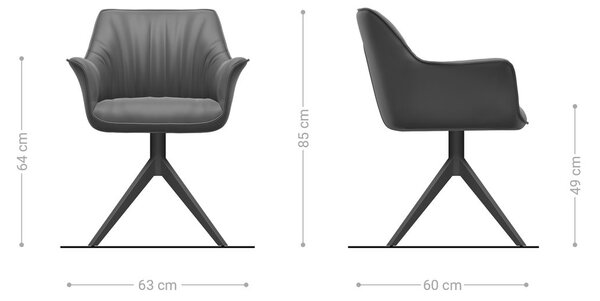 DELIFE Jedálenská stolička Keila-Flex s opierkami tkanina mäkká béžová krížová podstava široká grafitová 360° otočná hojdacia funkcia