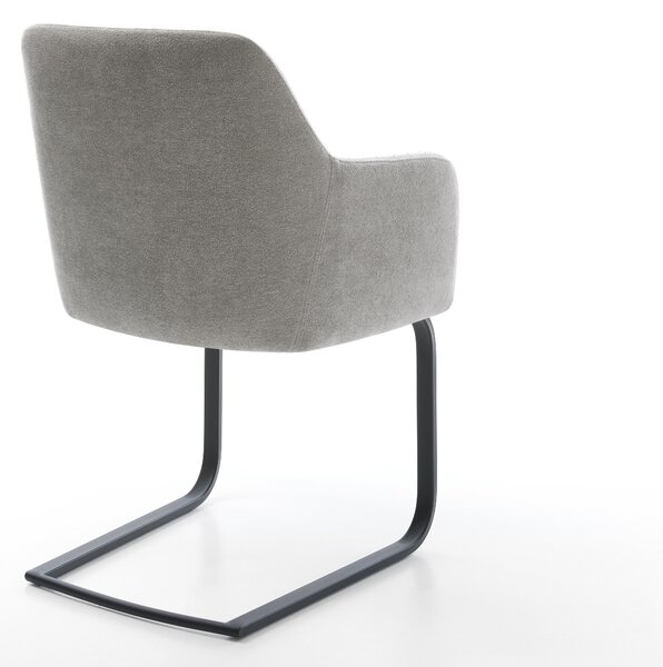 DELIFE Konzolová jedálenská stolička Greg-Flex štruktúrovaná látka mäkká sivá konzolová jedálenská stolička plochá čierna vrecková pružina