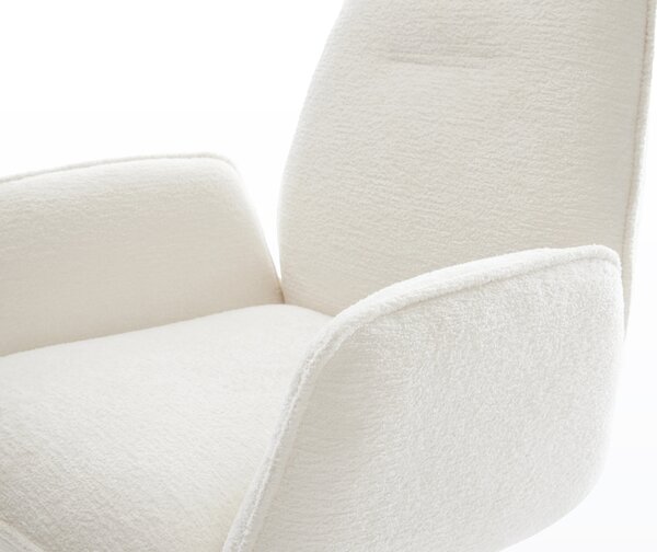 DELIFE Jedálenská stolička Zoa-Flex bouclé mäkký béžová podstava krížová biela 360° otočný hojdacia funkcia vrecková pružina