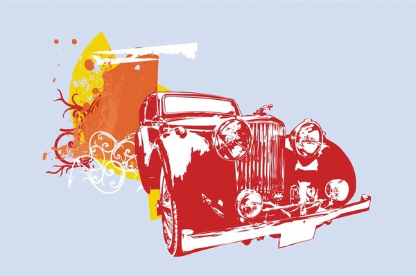 Tapeta retro auto s abstrakciou