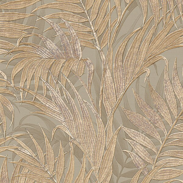 Luxusná šedohnědá vliesová tapeta, palmové listy GR322105, Grace, Design ID Wallcoverings