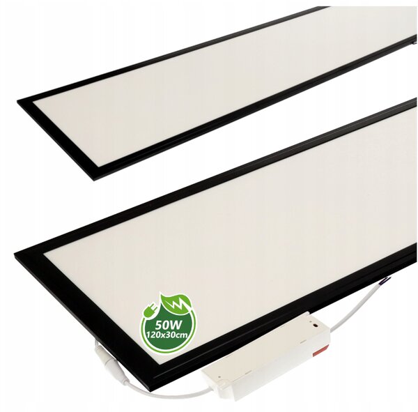 BERGE LED panel povrchový - 30x120 - 50W - čierny - neutrálny biely