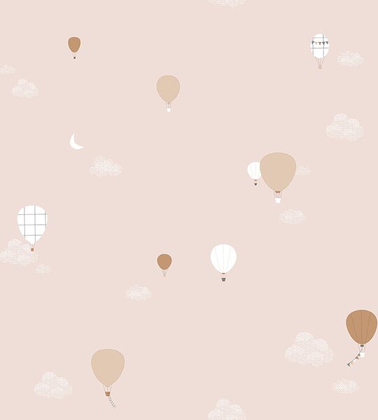 Ružová vliesová detská tapeta - mráčiky, balóny 7001-3, Noa, ICH Wallcoverings