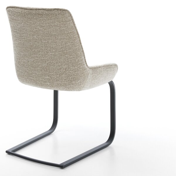 DELIFE Konzolová jedálenská stolička Taimi-Flex tkanina mäkká béžová konzolová jedálenská stolička plochá čierna