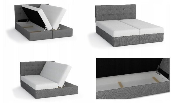 Čalúnená posteľ FADO 2 + rošt + matrac + topper, 140x200, Cosmic 160