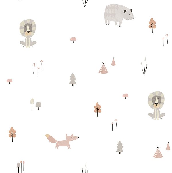 Papierová detská tapeta so zvieratkami v lese 3350-3, Oh lala, ICH Wallcoverings