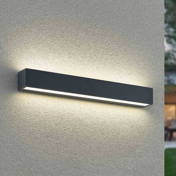Arcchio LED nástenné svetlo Lengo, 50 cm, 2-pl., antracitové,, Čierna, Hliník, Moderný, Nástenné svietidlo