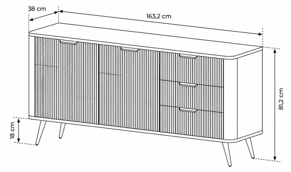 KOMODA TREVISO 2D3S BIELA 163 cm