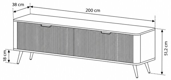 TV STOLIK TREVISO BIELA 200 cm
