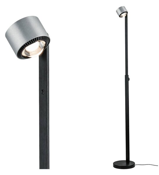 Paulmann LED stojacia lampa Aldan, kov, nastaviteľná, stmievateľná, Čierna, Obývacia izba / jedáleň, Hliník, Moderný, Stojaca lampa