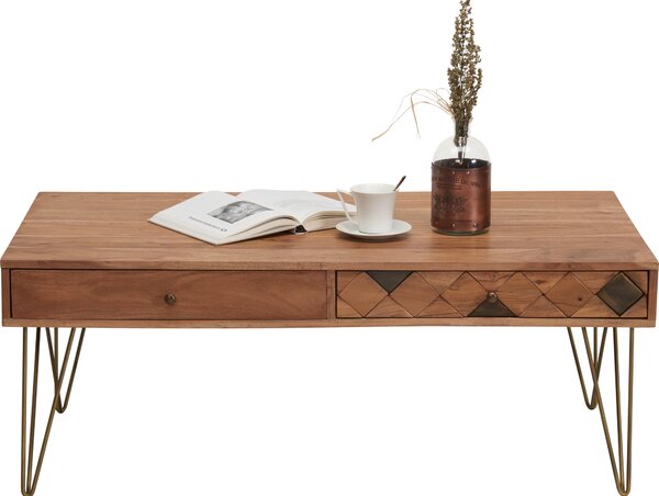 KONFERENČNÝ STOLÍK, farba akácie, bronzová, drevo, kov, kompozitné drevo, 115/60/45 cm Ambia Home - Stolíky do obývačky