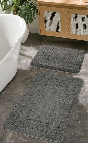 Antracitové kúpeľňové predložky v súprave 2 ks 50x80 cm Cerceve – Foutastic