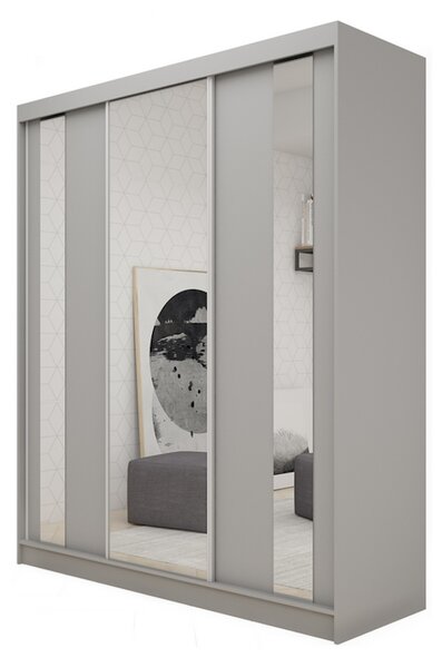 Skriňa s posuvnými dverami a zrkadlom GRACJA, 180x216x61, grafit